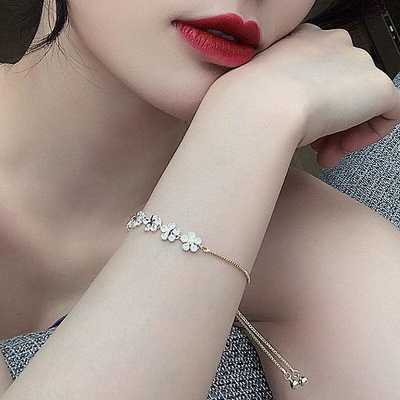 Luxury Rhinestone Bracelets for Women | Fashion Statement Gold Color Flower Bracelet | Jewelry Gifts